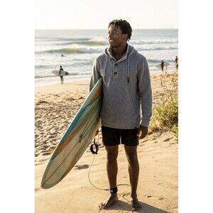 Surfside Supply Mens Hoodie Gray Three Quarter 4 Button Size Large